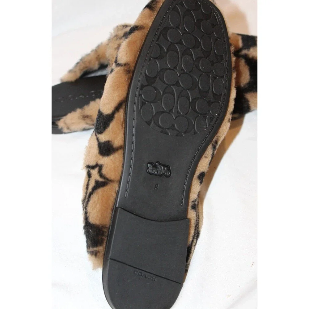 Coach Women's Signature Clog Shearling Slippers Coconut Black NIB - Picture 6 of 6